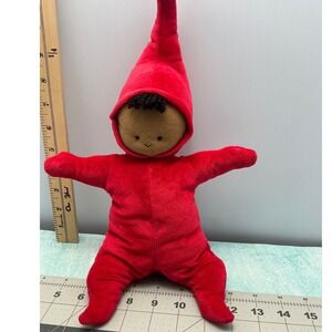 MerryMakers Red Velour Gnome Elf Baby Doll Plush Toy Safe For All Ages